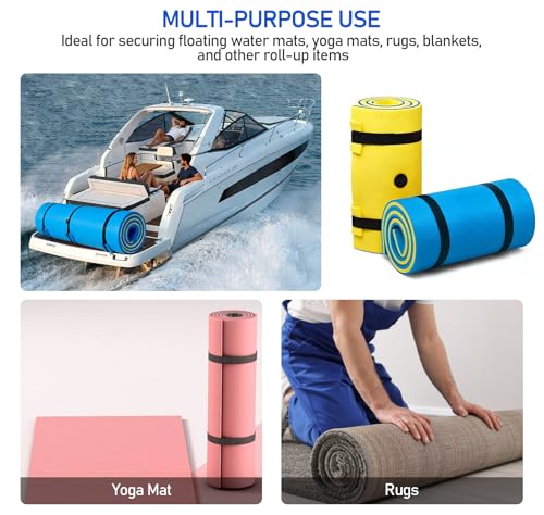 Floating Mat Straps, 16.5 ft 2-Pack Tie-Downs for Storage | 2-pack extra long 16.5 ft floating mat straps, reusable water pad tie-downs for secure storage, heavy-duty mat accessories