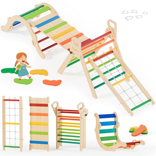 10-in-1 Pikler Triangle Set, Climbing Toys for Kids Neon Aurora - color: Neon Aurora