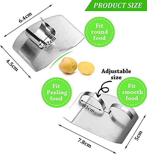 3Pcs Finger Guard for Cutting, 2 Styles, One & Double finger Kitchen Tool, Stainless Steel Knife Cutting Protector Cutting aid, Adjustable Hand Guard Protect Fingers, Avoid Knife Hurting - color: Silver 3