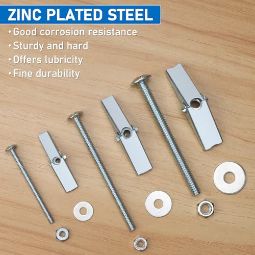 200 Pcs 1/8 Inch 50 Sets Heavy Duty Metal Drywall Anchors Kit | Toggle Bolts and Wing Nuts Set for Hanging Lamps Heavy Items, Butterfly Anchors for Ceiling, Sheetrock, Hollow Wall - size: 1/8"-200pcs(50sets)