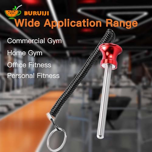 Universal Magnetic Weight Stack Pin with Pull Rope - Gym Pin for Weight Stack Machines | Commercial & Home Gym Accessories | Replacement Weight Pins for Strength Training Equipment - color: Red