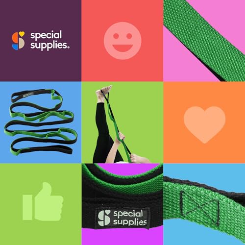 SPECIAL SUPPLIES Yoga Strap for Stretching, Stability Training, Fitness, Flexibility, Physical Therapy, Home Workout Equipment, Strength Training, and Pilates (Green)