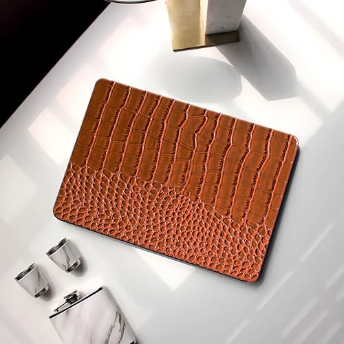 Crocodile Case for MacBook Air 13 inch M1 2022 2021 2020 2019 2018 A2337 A2179 A1932, Crocodile MacBook Air M1 Case, Aligator Skin Snakeskin PU Leather Hardshell & Keyboard Cover, Brown - color: # Shiny Brown Crocodile