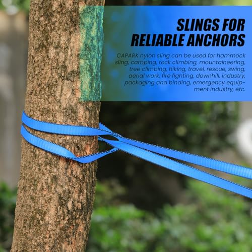 18MM Nylon Climbing Slings Runners 23 kN Strong Webbing Straps for Rock Climbing, Rappelling, Swing, Yoga Hammock etc - color: 2PCS Blue, size: 24inch/60cm