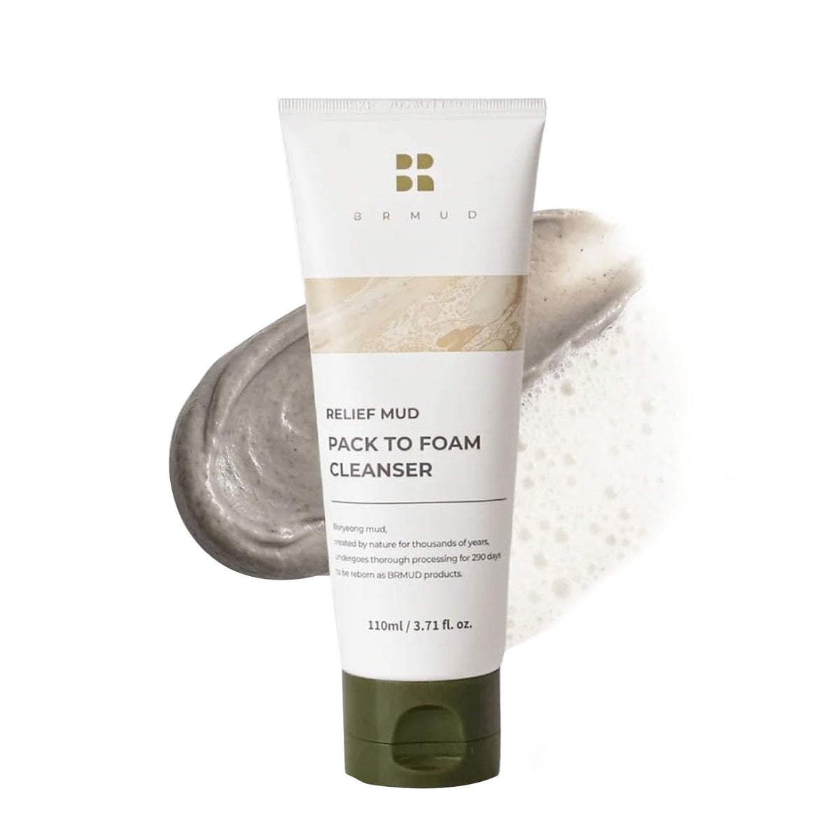 BRMUD Relief Mud Pack To Foam Cleanser - Pore & Sebum Skin Care 3.71 fl oz