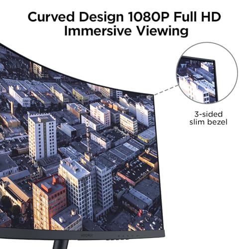 KOORUI 24 inch Curved Computer Monitor, FHD 100Hz VA 1500R PC Screen | Adaptive Sync, 99% sRGB, HDMI/VGA, Eye Care TÜV Rheinland Certified, Tilt Adjustable, Home Office, Study and Everyday Use - size: 24inch 100Hz/FHD/Curved