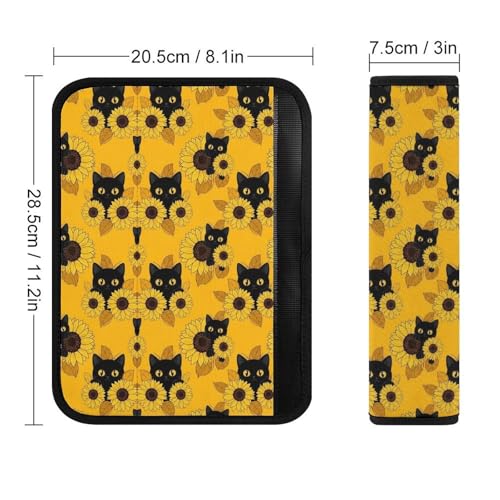 2 Pack Black Cat Yellow Sunflower Seat Belt Cover Universal Fit Seat Belt Cushion for Kids, Stroller Pushchair High Chair, Neck and Shoulder Support - color: Pattern 179