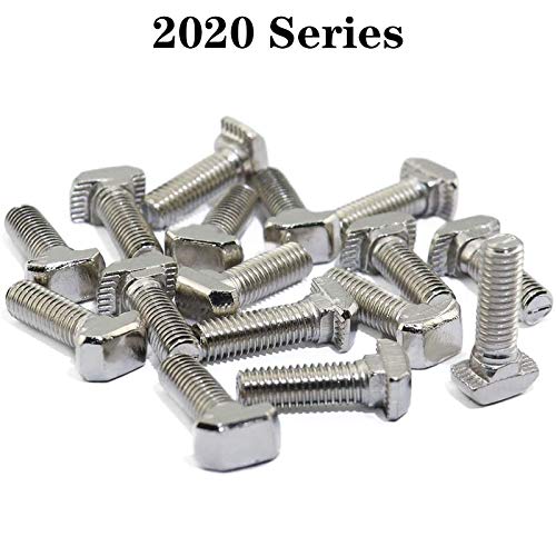 20 Pcs M5 x 10mm Thread T Slot Drop-in Bolt T-Bolt Hammer Head Bolt T Screw Stud for 2020 Series Standard 6mm T-Slot Aluminum Extrusion Profile (2020 Series) - size: 20-M5x10mm