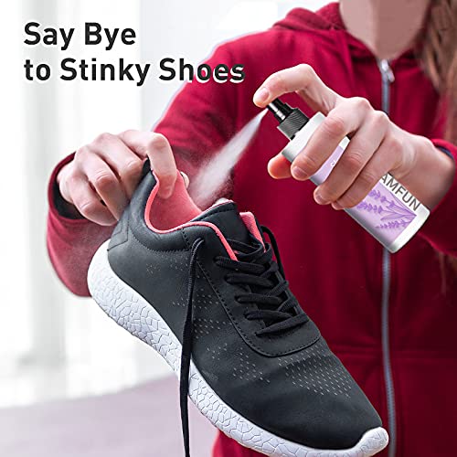 Shoe Odor Eliminator, Lamfun Deodorant Spray for Stinky Sneakers or Smelly Feet, Natural Shoe Deodorizer and Foot Deodorant Fight All Odors, Lavender, 150ml