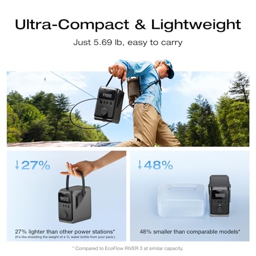 EF ECOFLOW TRAIL 300 DC Portable Power Station with Waterproof Travel Bag | 288Wh LiFePO4 Power Bank, 300W DC, Solar Generator, for Camping, Travel, and Emergency Power - style: TRAIL300+BAG