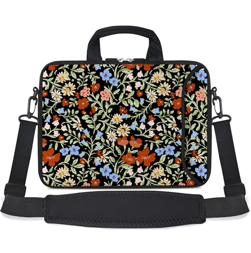 10 inch Messenger Bag Carrying Case with Handle Accessory Pocket Fits 7 to 10-Inch Laptops/Notebook/Kids Tablet (7-10.2 inch, Flowers2) - color: Flowers2, size: 7-10.2 inch