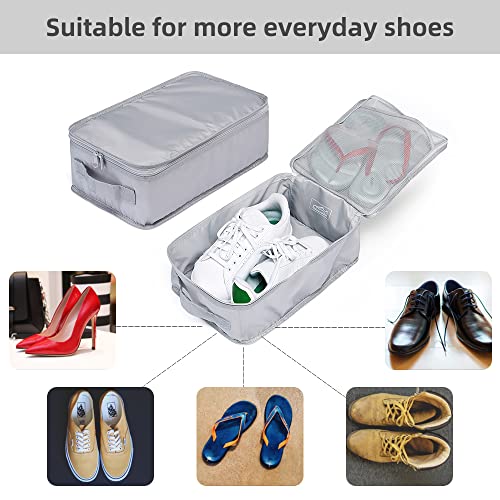 Travel Shoe Bags, Foldable Waterproof Shoe Pouches Organizer-Double Layer (2+2 Grey Shoebags) - color: Grey, size: 2+2 Packs