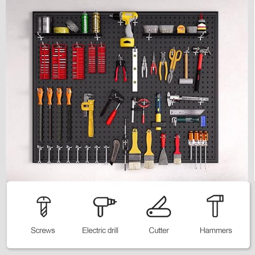 Tool Wall Pegboard, Black Office Desk Metal Hanging Board, Pegboard And Accessories, Wall Storage Rack, Suitable For Home, Office, Dormitory, Gaming Desk(23.6x15.7in) - size: 23.6x15.7in