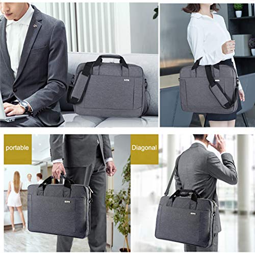 Voova 17.3-17 Inch Laptop Bag, Computer Bag, MacBook Bag, Gray | Expandable splash-proof 17.3-inch laptop messenger bag with removable strap; fits MacBook, HP, Dell, Lenovo and Asus - color: Gray, size: 17-17.3 Inch