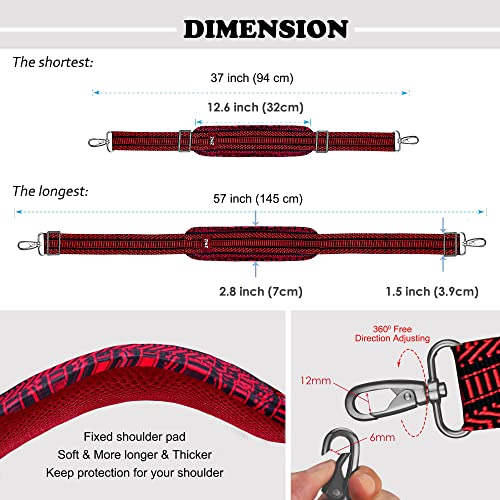 Bag Shoulder Strap, Padded Adjustable Shoulder Strap Replacement - color: Black&red Jacquard, size: 57"