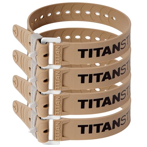 Titan Industrial Straps – Safety Strap Set to Secure Splits, Cargo Bikes, Garden Hoses, Wood Working Projects – 70 lb. Working Load, 20" Length, 4-Pack Coyote Tan - color: Coyote Tan, size: 20" Length / 4-Pack