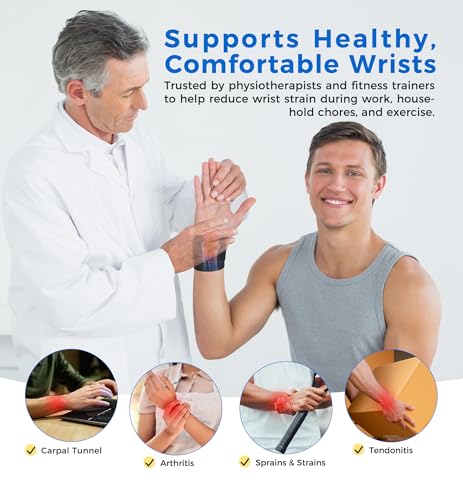 HiRui 2 Pack Wrist Compression Straps – Dual‑Layer Wrist Brace for Pain Relief & Support, Tendonitis, Carpal Tunnel, Arthritis – Adjustable Wrist Wraps for Fitness, Workouts & Everyday Use (Black)