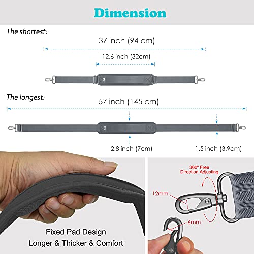 Bag Shoulder Strap, Padded Adjustable Shoulder Strap Replacement - color: Dark Gray, size: 57"