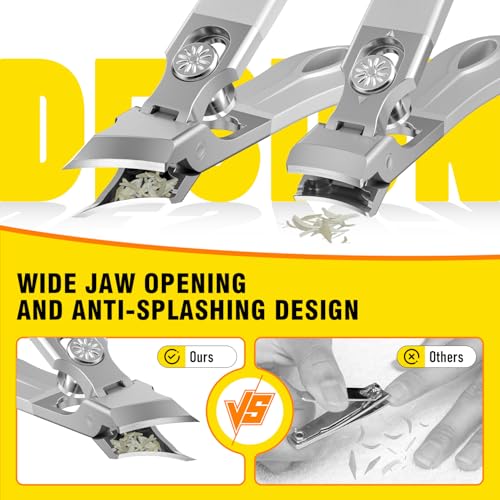 Toenail Clippers for Thick Toenails, Wide Jaw Opening Nail Clippers for Men, Heavy Duty Ingrown Toenail Clippers Nail Cutters, Eagle Beak Slanted Nail Clippers，3-Piece Set with Case - size: 2PCS Slanted & Curved