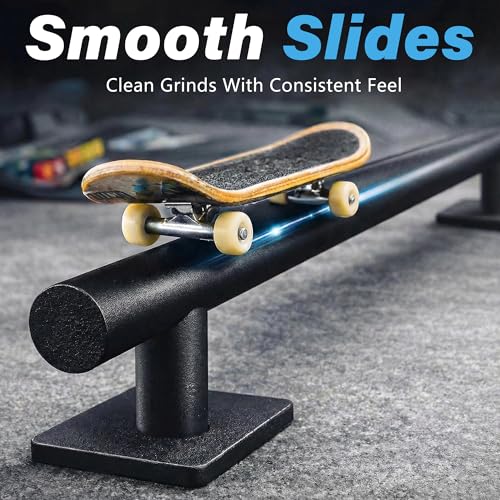 Fingerboard Rail, 11" Metal Round Grind Rail for Finger Skateboards, Solid Steel Obstacle with Weighted Base & Non-Slip Pads, Portable Desk Skatepark Accessory for Tricks, Grinds & Slides - size: round