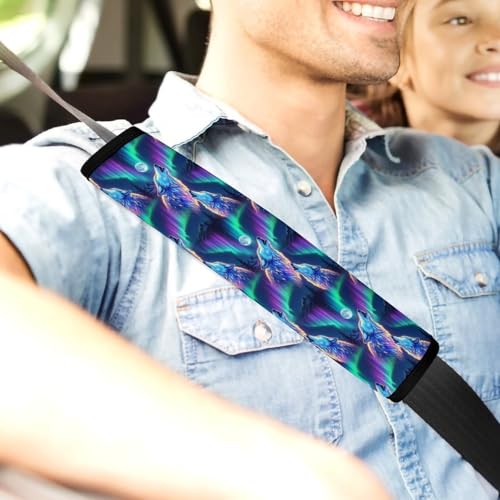 Universal Fit Seat Belt Shoulder Pad for Adult Use, Most Cars, 2 Pack Cool Wolves Starry Howling Moon Wolf Harness Pads Strap Pressure Relief - color: Pattern 605