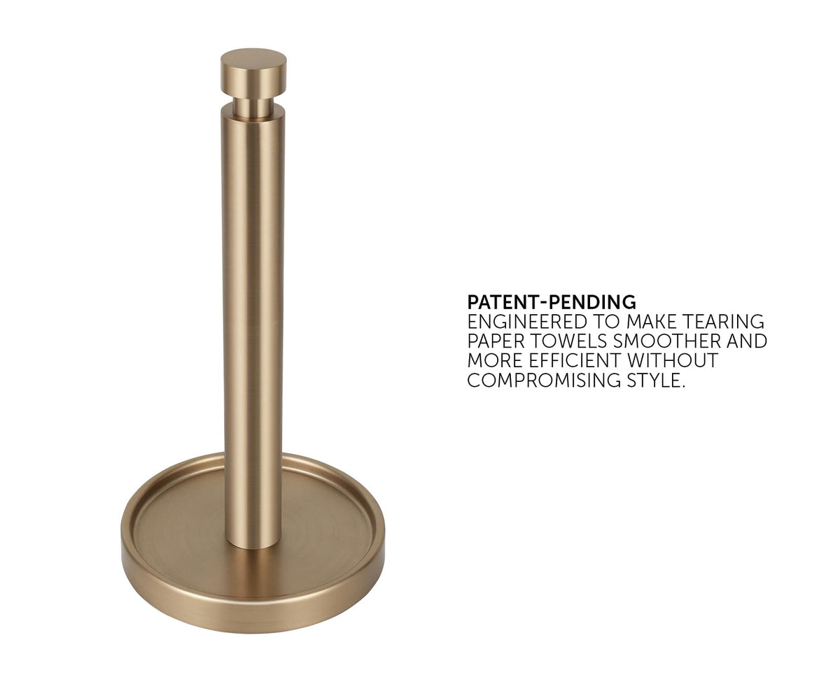 Ivilon Countertop Paper Towel Stand - Steady and Easy Tear - Fits All Paper Towel Rolls - Warm Gold