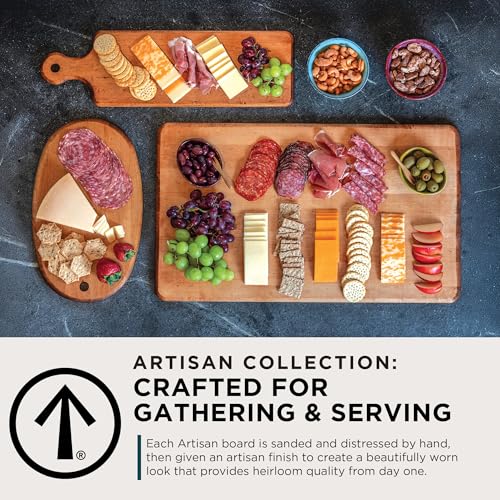 J.K. Adams Maple Artisan Plank Serving Board with Handle, 20" x 6" | Wood Charcuterie & Cheese Board, Wooden Tray for Food Prep and Presentation - size: 20"L x 6"W