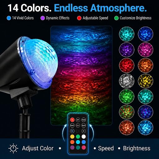 Christmas Ocean Wave Projector Light Outdoor，Halloween Water Effect Lamp