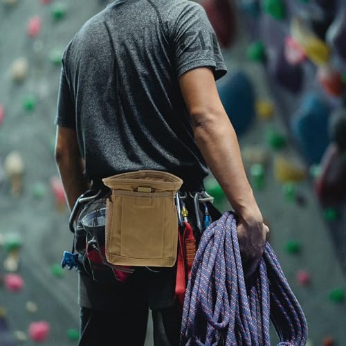 BESTonZON Lightweight Outdoor Waist Pack with Adjustable Belt, Mini Utility Pouch Made of Sturdy Oxford Cloth, Drawstring Chalk Bag for Climbing and Camping Activities