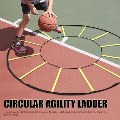 Agilitys Training Ladder, Circular 12 Rungs Nylon Speed and Agilitys Trainer Training Equipment for Soccer Basketball