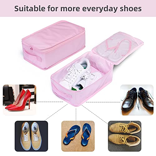 Travel Shoe Bags, Foldable Waterproof Shoe Pouches Organizer-Double Layer (6 Pink Shoe Bags) - color: Pink, size: 6 Packs