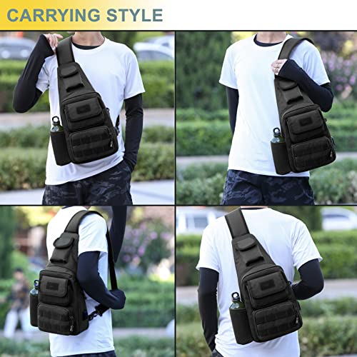 Tactical Shoulder Bag - 1000D Molle Military Backpack Outdoor Daypack Chest Pack (Darkgray) - color: Darkgray