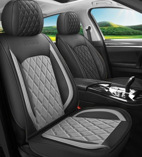 LINGVIDO Car Seat Covers Full Set (5 Seats) - Premium Perforated Nappa Leather, Waterproof Shield, Omni-Adapt Fit SUVs Sedans, Ultimate Family & Pet Protection
