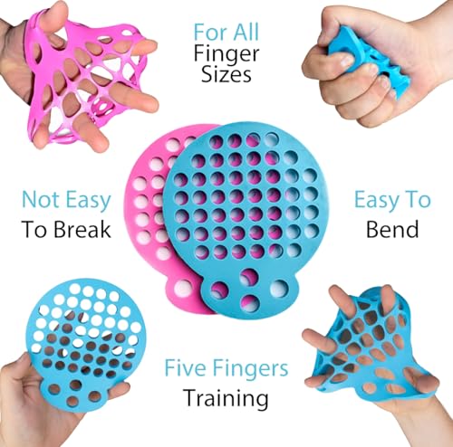Finger Stretcher Hand Therapy Equipment (2-Pack) Finger Extension Exerciser for Grip Strength and Physical Therapy | Hand Exercise Web with Various Resistance Levels