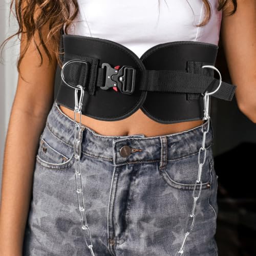 Black Fitness Dipping Belt with Metal Chain for Weightlifting, Creative Design Waist Belt to Reduce Waist Pressure, for Indoor Fitness and Physical Exercise