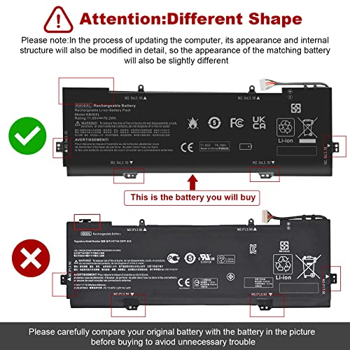 KB06XL Laptop Battery Replacement for HP Spectre X360 15-BL002XX 15-BL000NA 15-BL030NG 15-BL000 15-BL0XX 15-BL1XX 15-BL002XX 15-BL012DX 2PG91EA Z6L01EA HSTNN-DB7R TPN-Q179 902401-2C1 902499-855 - size: KB06XL 14.17, 7.68, 0.91in