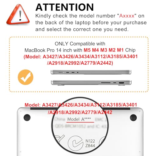 Case for MacBook Pro 14-inch Laptop M5 M4 M3 M2 M1 A3427 A3426 A3434 A3112 A3185 A3401 A2918 A2992 A2779 A2442 2026-2021 Release, Hard Shell&Keyboard Cover&Screen Protector&Webcam Cover, Matt Clear - color: Matt Clear