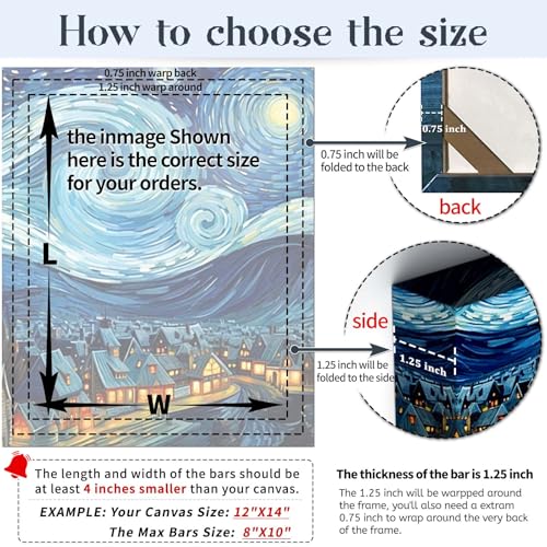 Canvas Stretcher Bars 10x12 Inch Frame Kit, Available in 25+ size Wood Stretcher Bars for Home and Office, Gallery Wrap Wall Arts Supply for Oil Painting, Poster, Picture & Paint by Numbers - size: 10" x 12"