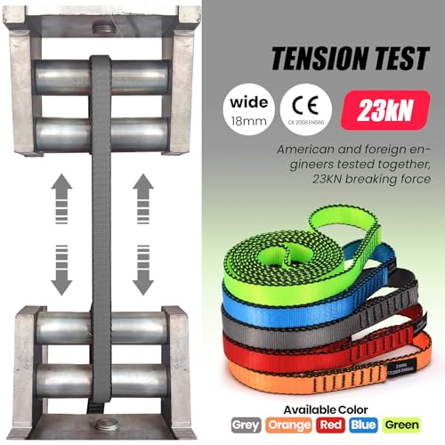 18MM Nylon Climbing Slings Runners 23 kN Strong Webbing Straps for Rock Climbing, Rappelling, Swing, Yoga Hammock etc - color: 1PC Grey, size: 24inch/60cm