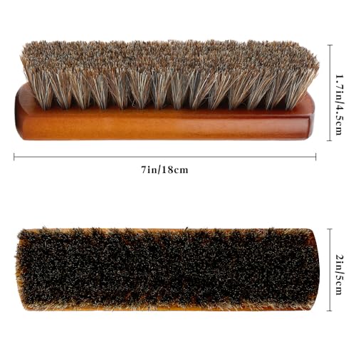 Shoe Brush, Horsehair Shoe Brush Shoe Cleaning Brush Boot Brush for Leather, Shoe Brushes Shoe Shine Brush Brush Shoe Polish Brush for Cleaning and Care Leather Shoes Clean Dauber Applicators