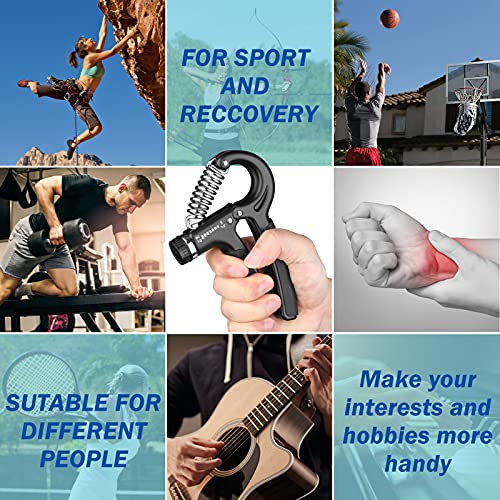 AIXPI Grip Strength Trainer, Hand Grip Exerciser Strengthener with Adjustable Resistance 11-132 Lbs (5-60kg), Forearm Strengthener, Hand Exerciser for Muscle Building and Injury Recover 2 Pack - color: Black