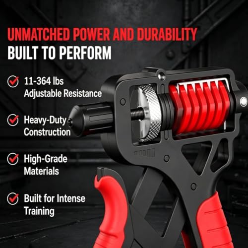 Ergonomic Adjustable H-Grip Hand Trainer, Forearm Strengthener with Counter and Non-Slip Handles, Grip Strength Trainer, Forearm Exerciser, Forearm Strengthener with Counter, Can Strengthen - color: Red
