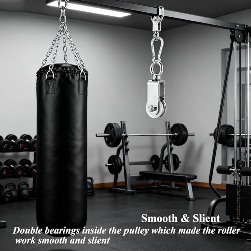 Cable Pulley Wheel Stainless Steel Snatch Rigging Blocks Heavy Duty Rope Pulley Swivel Pulley Block with Carabiner for Rigging Lifting Gym Equipment 4pcs 1.34in - size: 4 pcs