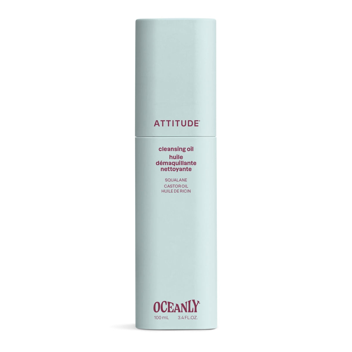 ATTITUDE Cleansing Oil, Makeup Removing Face Cleanser with Squalane & Castor Oil for Soft, Hydrated Skin, EWG Verified, Vegan, Unscented, 3.4 Fl Oz
