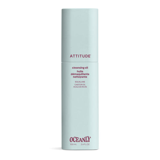 ATTITUDE Cleansing Oil, Makeup Removing Face Cleanser with Squalane & Castor Oil for Soft, Hydrated Skin, EWG Verified, Vegan, Unscented, 3.4 Fl Oz