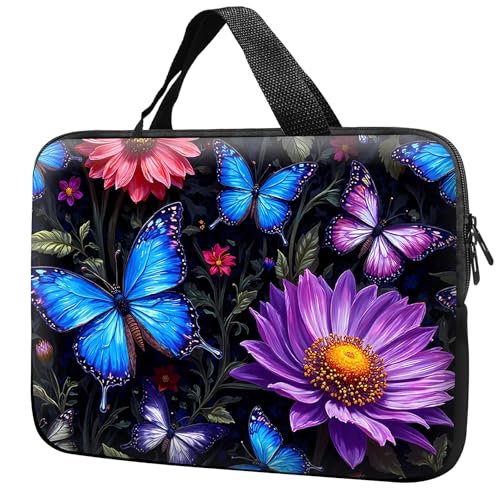 Laptop Sleeve with Handle 12 Inch, Waterproof Laptop Case Bag, Butterfly Flowers Pattern Design Computer Sleeve Compatible with MacBook Air, Pro, HP, Dell, Lenovo, ASUS - color: Butterfly Flowers, size: 12inch(11.6-12.3")