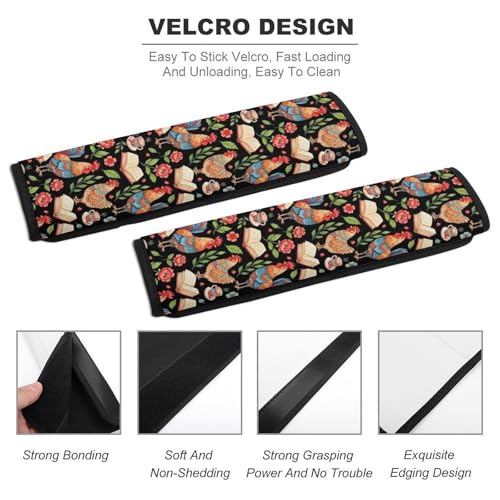 2 Pack Chicken Reading Book Chickens Rooster Hen Floral Seat Belt Cover Universal Fit Seat Belt Cushion for Kids, Stroller Pushchair High Chair, Neck and Shoulder Support - color: Pattern 665