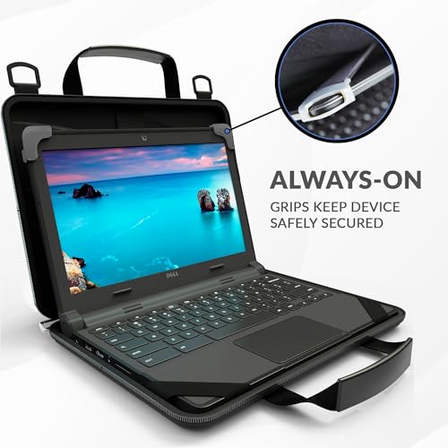 13-14 Inch Always-on Chromebook Protective Hard Case with Accessory Pouch and Adjustable Shoulder Strap (20 Pack) - color: 20 Pack Black