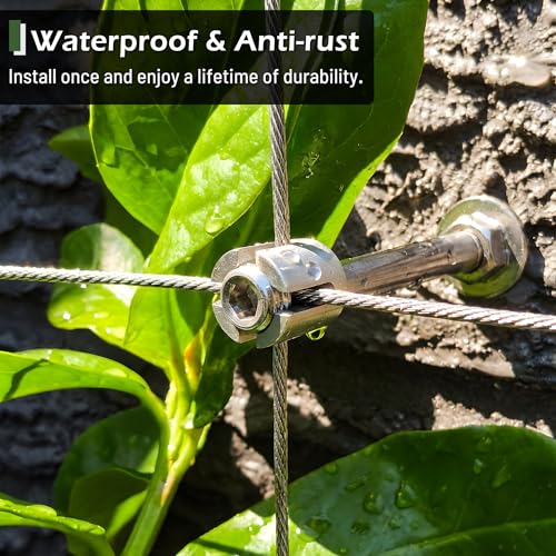 Wire Trellis Kit, 12-Set 5/64” (2mm) Crosshead Kit with 53ft Cable | T316 Marine Grade Stainless Steel, Wall-Mounted Cable Trellis for Climbing Plants Outdoor, Garden Fence Espalier System - size: 12 Sets