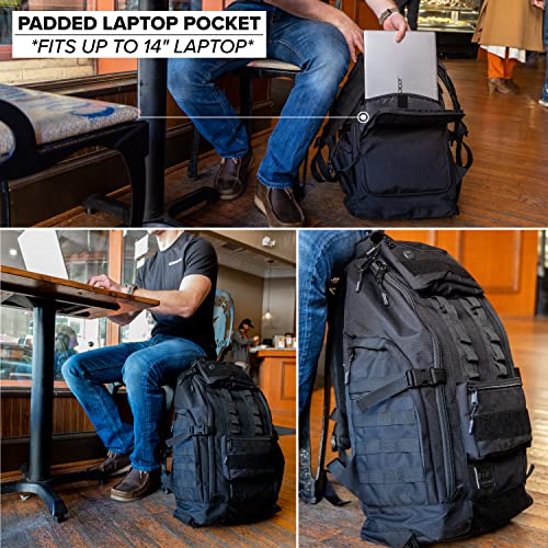 SERIOUS STEEL FITNESS Tactical Backpack and Gym Bag 1000D Nylon Black - color: Black, style: Backpack (Tactical)